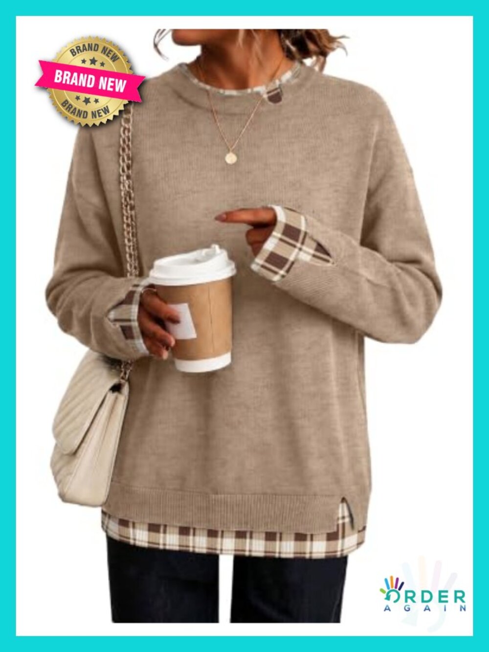 Cozy Faux Layered Long Sleeve Crew Neck Sweater